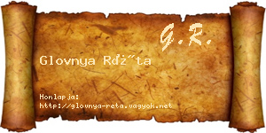 Glovnya Réta névjegykártya